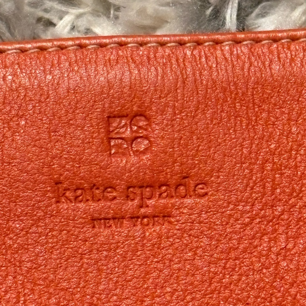 Kate Spade Orange Pebbled Leather Shoulder Bag Clutch Baguette Vintage Italian - Picture 2 of 6
